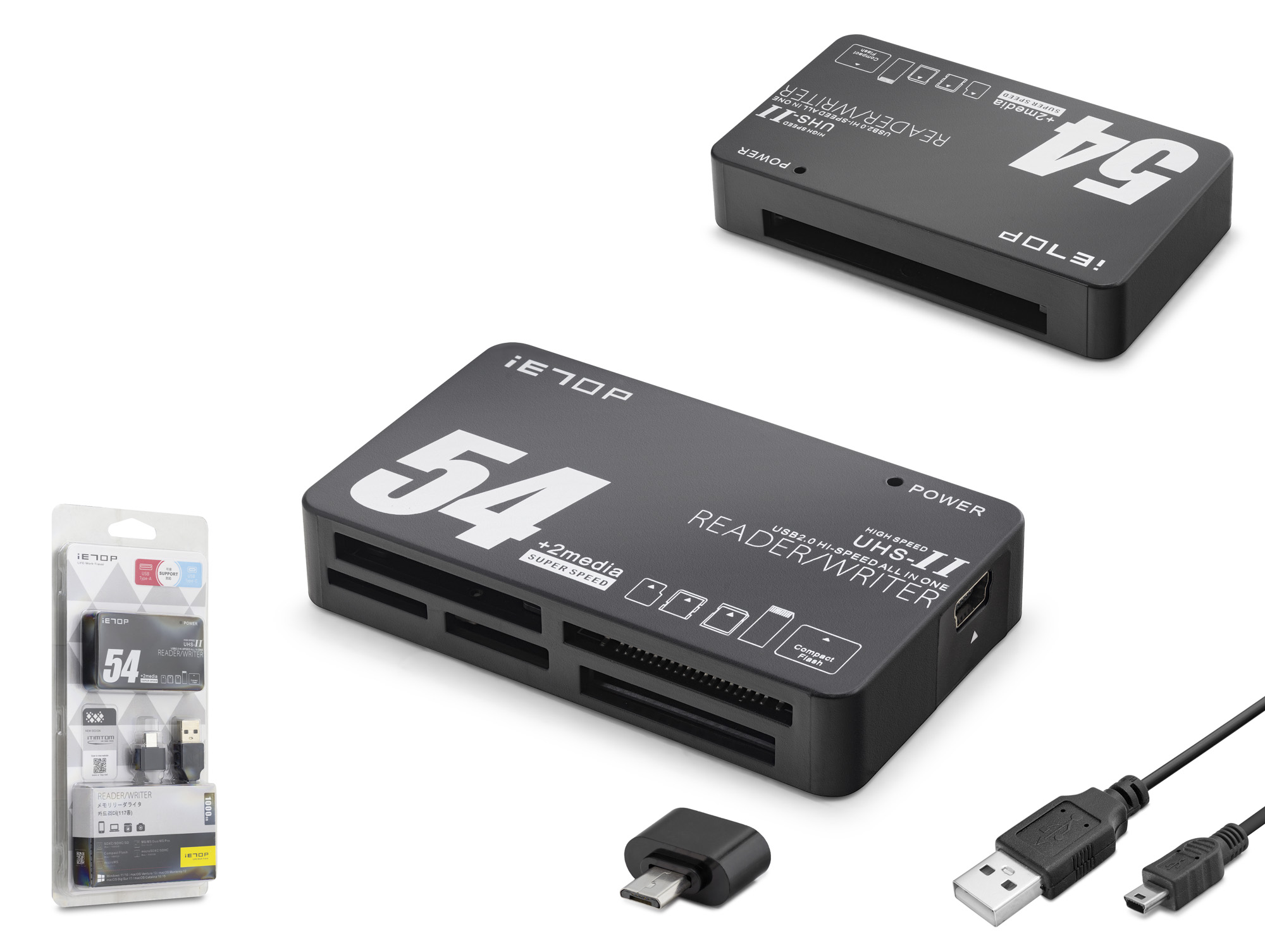 iETOP TC209 USB Type-C All in One Kart Okuyucu SD MicroSD MMC MS 480 Mbps Siyah