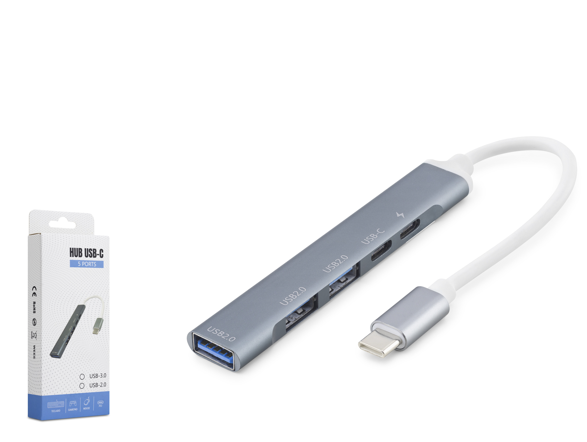 HADRON HDX7896G Type-C PD Hub 5 Port 480 Mbps 20W Gri