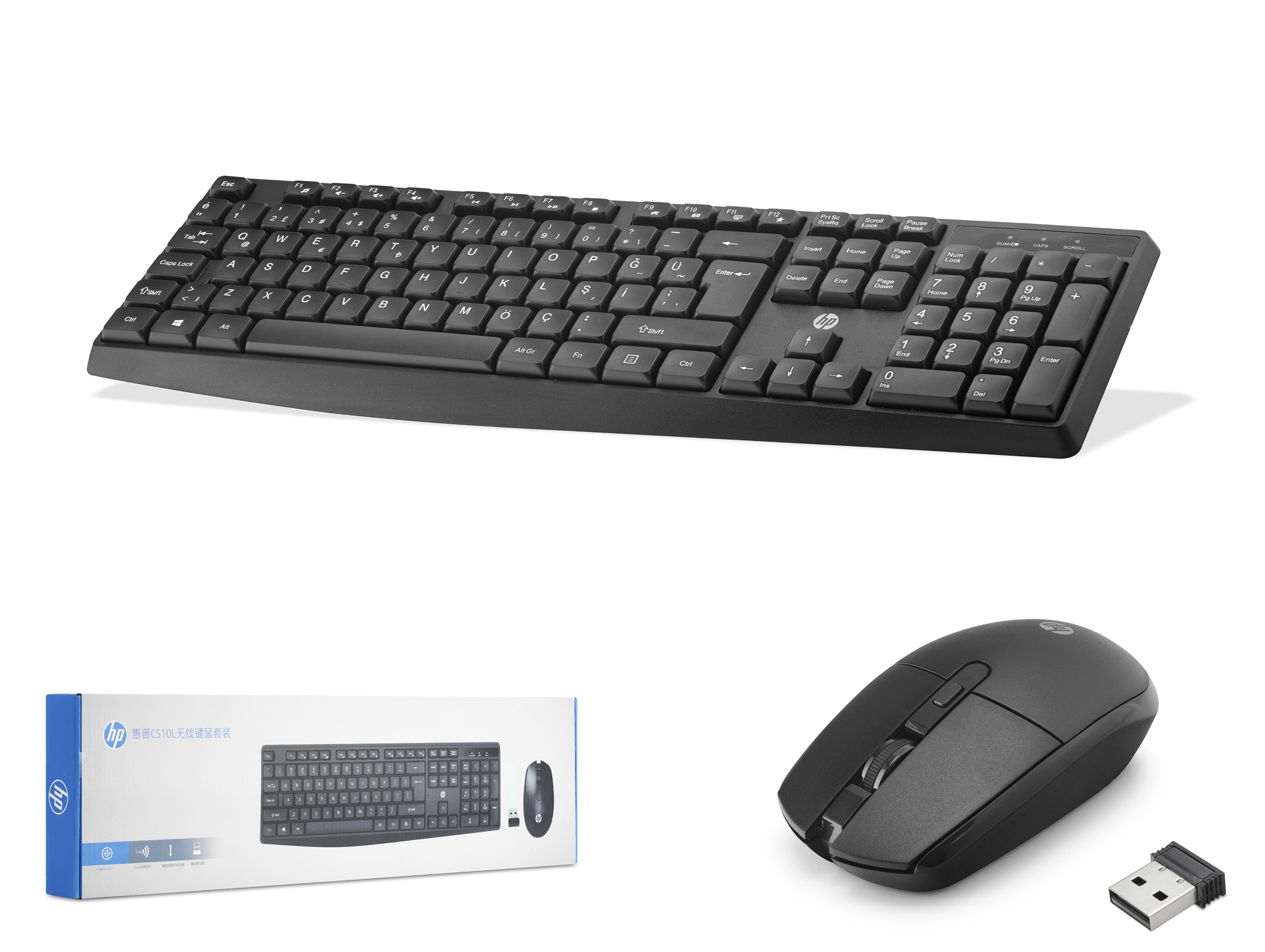 HP 6NY40PA CS10L Kablosuz Klavye Mouse Seti Siyah