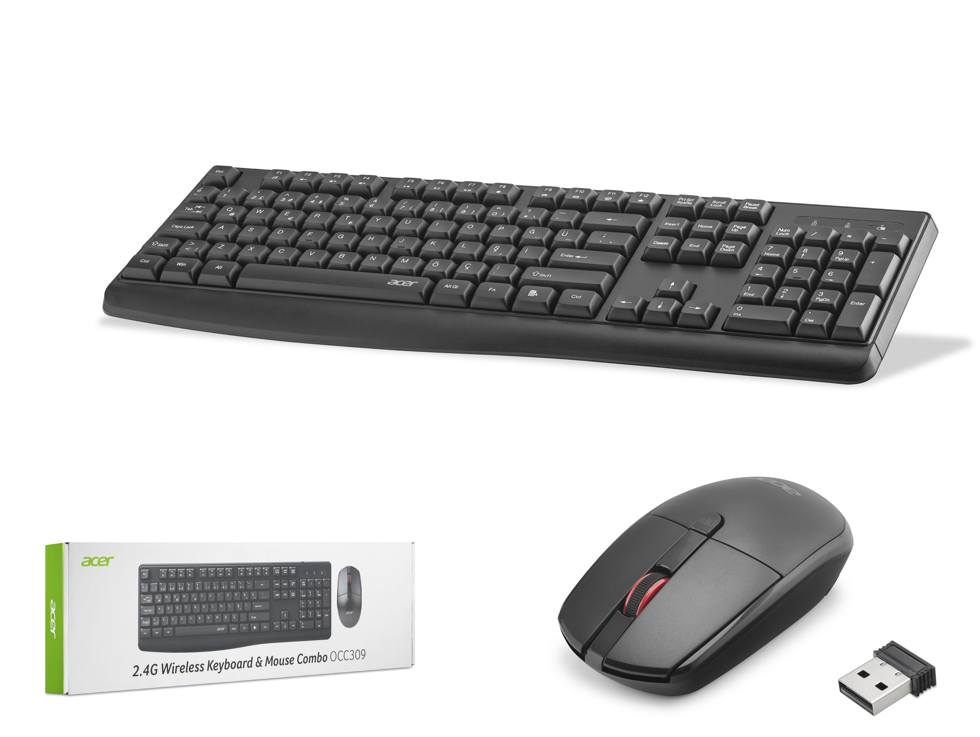 ACER OCC309 Kablosuz Klavye Mouse Seti 1600 DPI Siyah