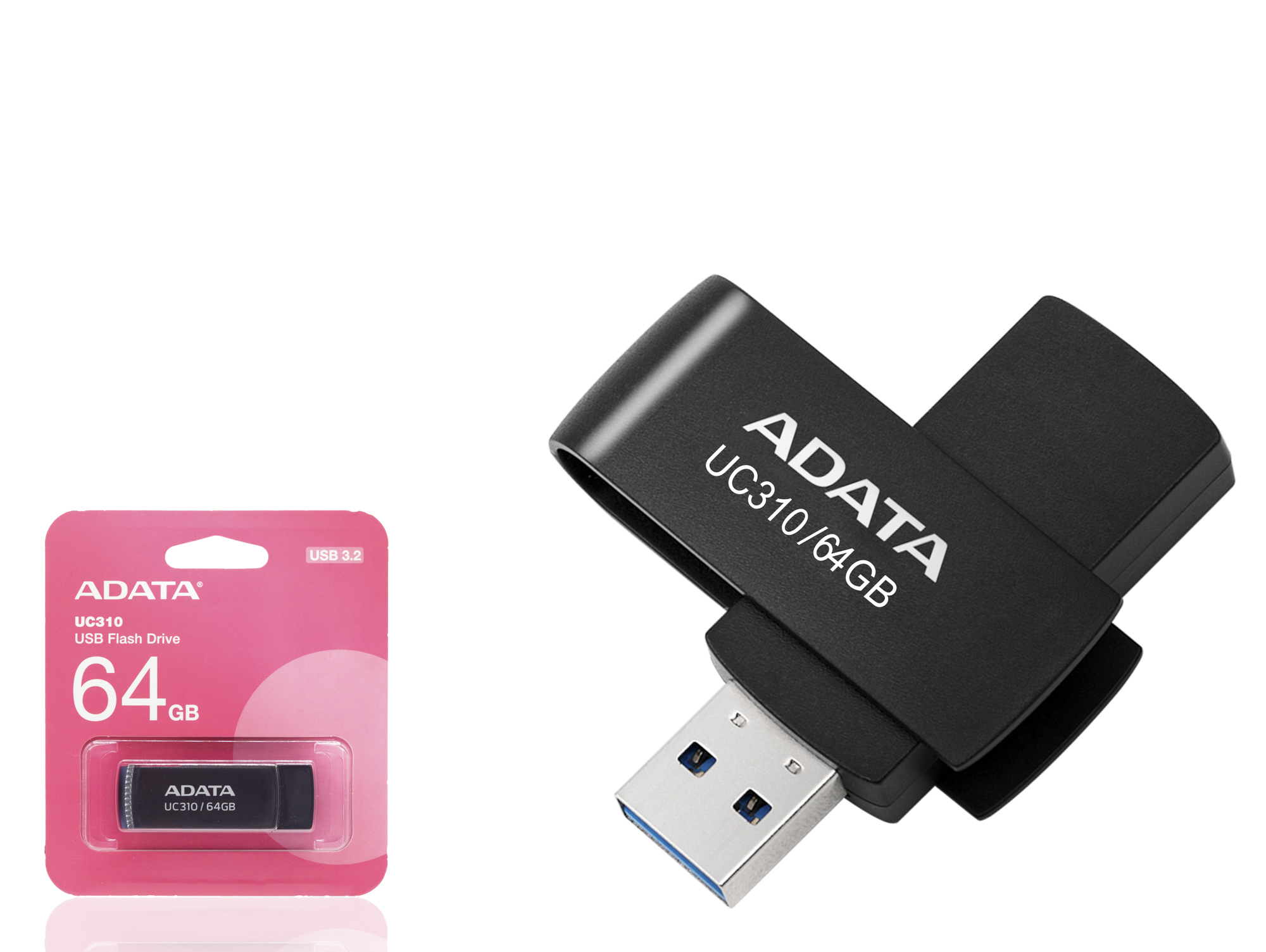 ADATA UC310 64 GB USB 3.2 Gen 1 Döner Kapaklı Flash Bellek Siyah