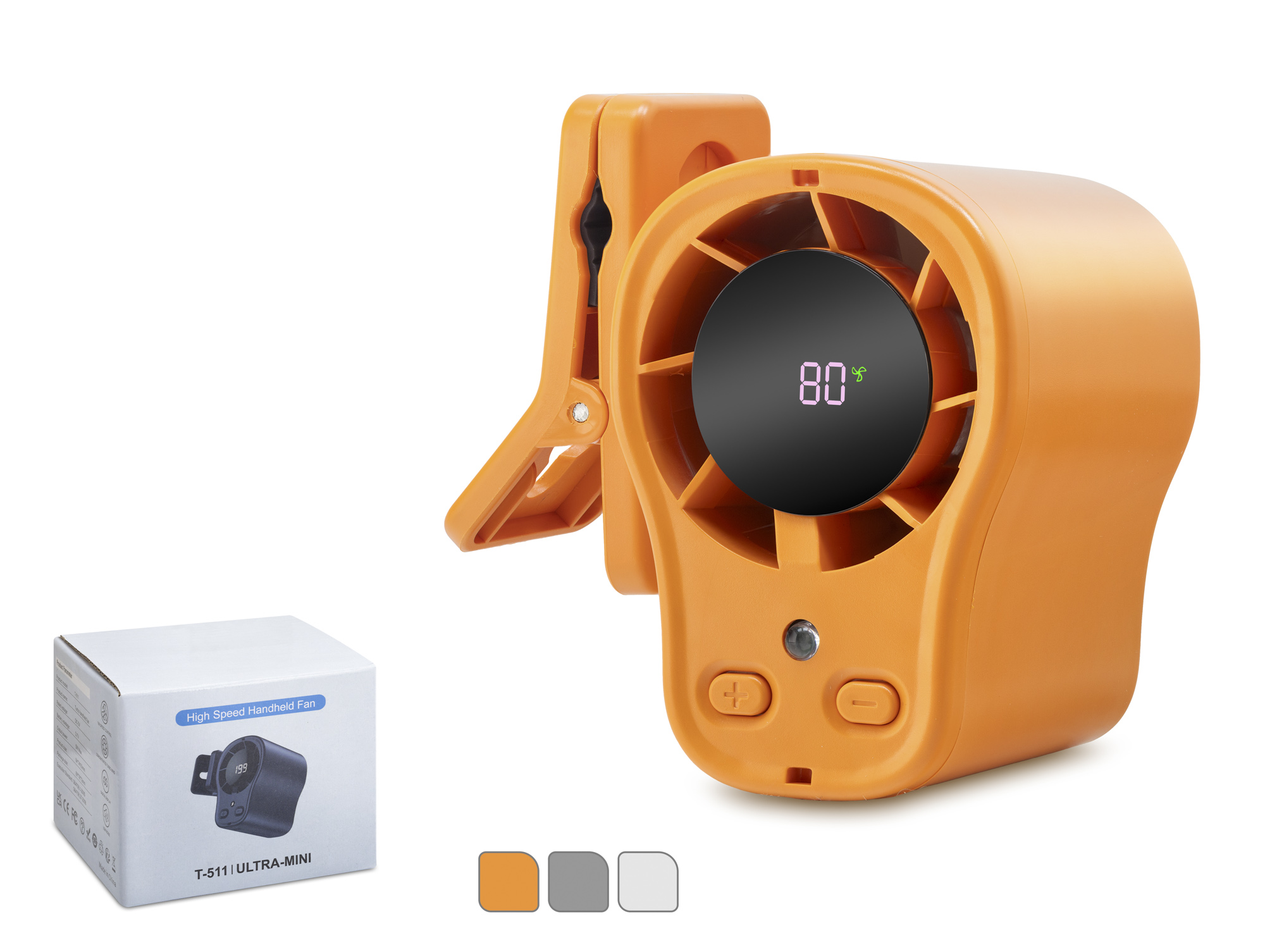 HADRON T511 Şarjlı Turbo Klipsli Mini El Fanı 1500 mAh Dijital Göstergeli 199 Kademeli