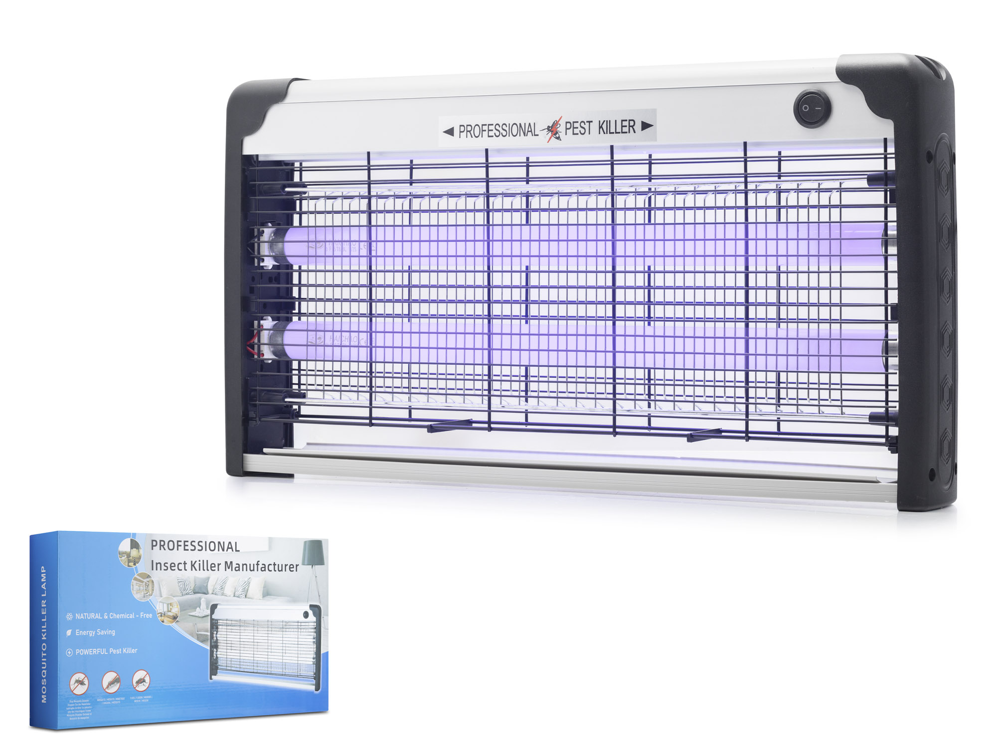 HADRON HDX9304 Elektrikli Sinek Öldürücü Cihaz 30W 49 cm Floresan Alüminyum Siyah Beyaz