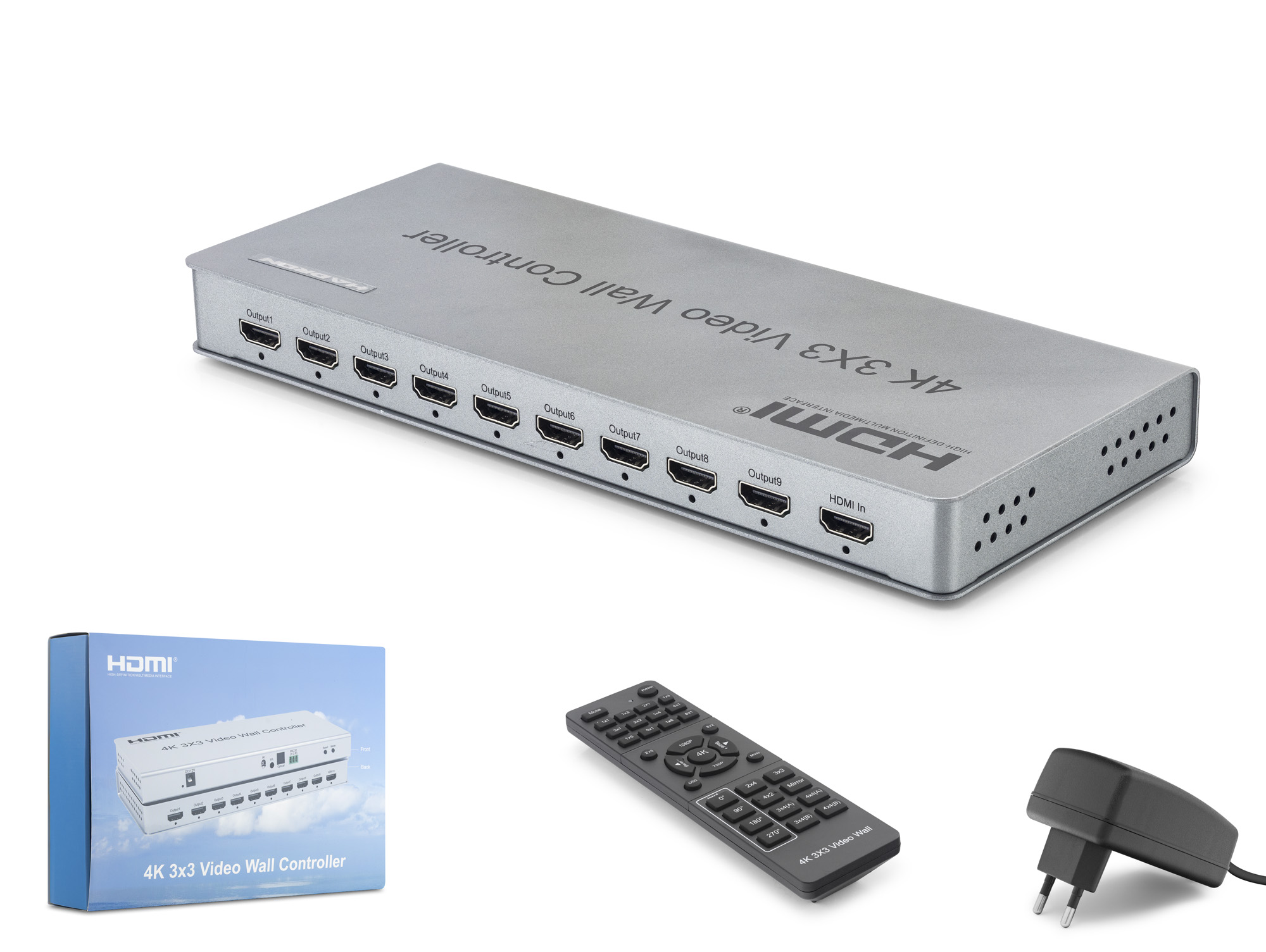 HADRON HDX1434 HDMI Video Wall Controller Kumandalı 4K 9 Ekran Gri