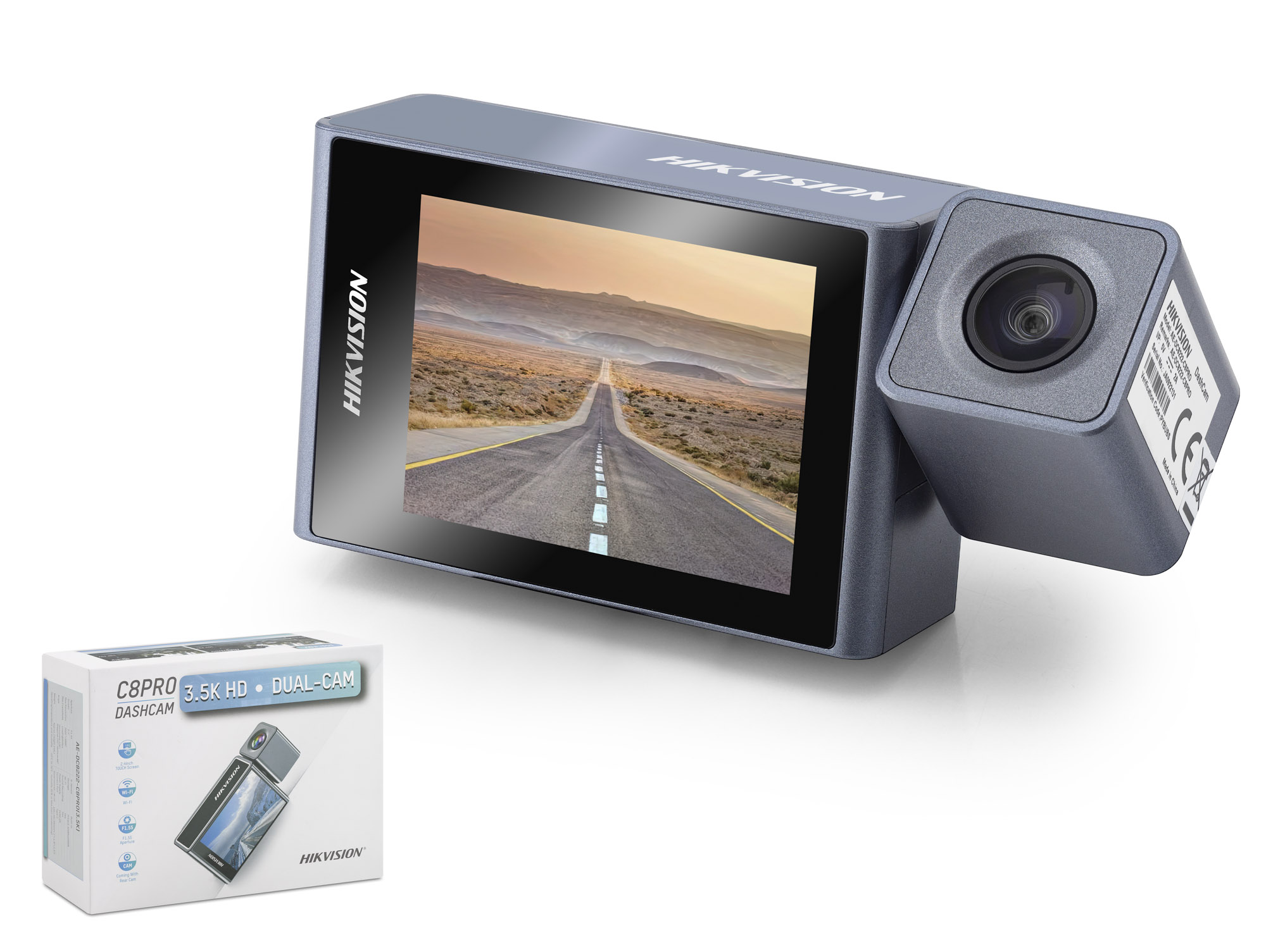 HIKVISION AE-DC8222-C8PRO Araç İçi Kamera 3.5K Çift Kameralı Wi-Fi ADAS Gri