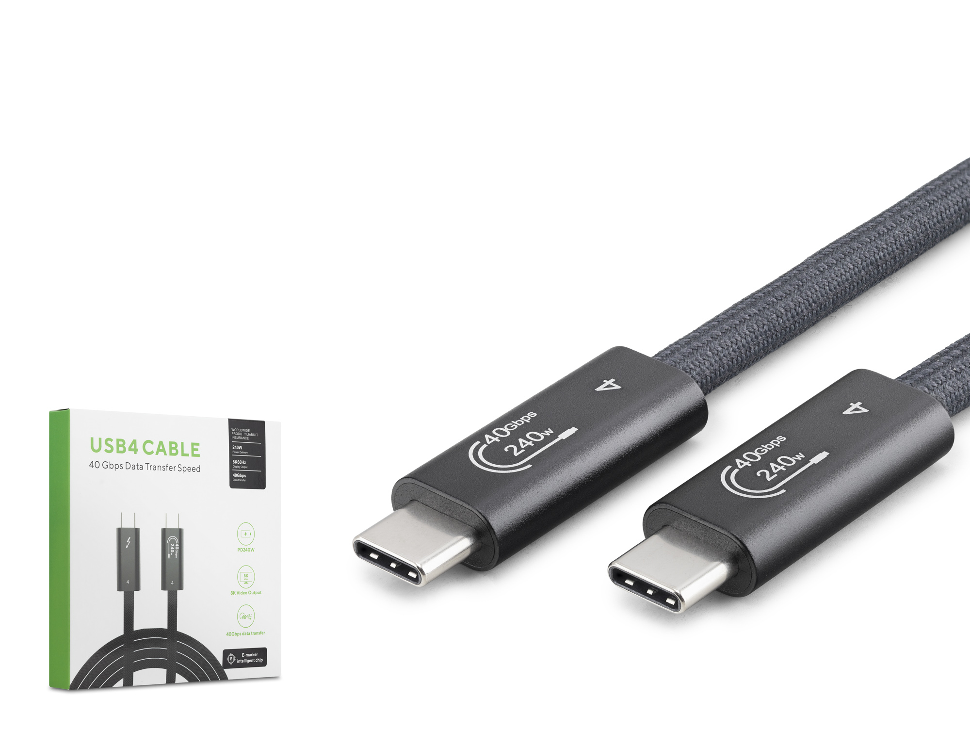 HADRON HDX7885 Type-C USB4 40 Gbps 240W 8K 60 Hz Şarj ve Data Kablosu 0.5 m Siyah