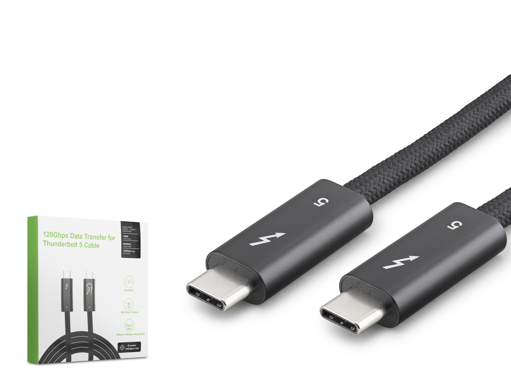 HADRON HDX7893 Type-C Thunderbolt 5 120 Gbps 240W 16K 60 Hz Şarj ve Data Kablosu 2 m Siyah