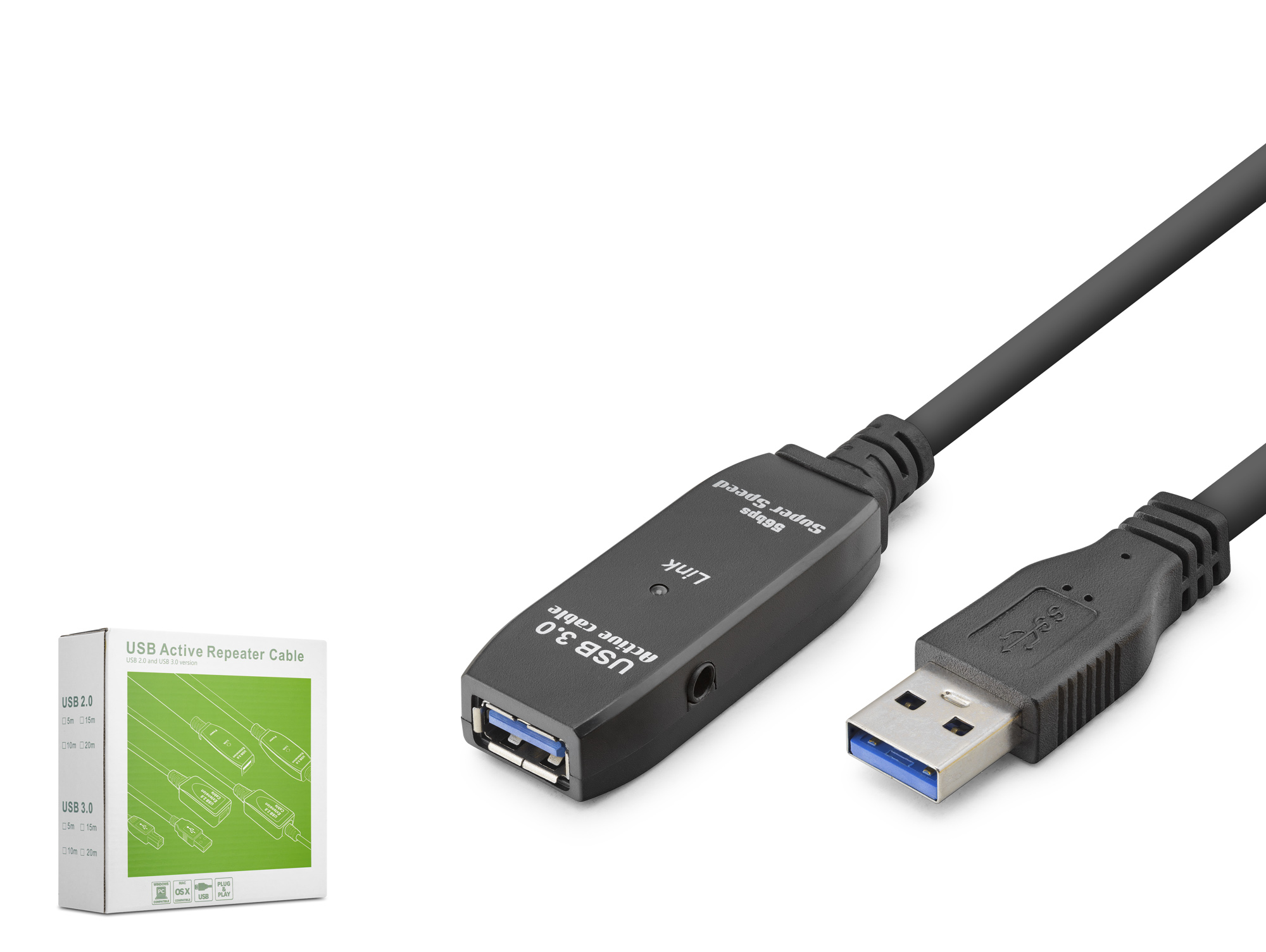HADRON HDX7561 USB 3.0 Active Repeater Uzatma Kablosu 5 m Siyah