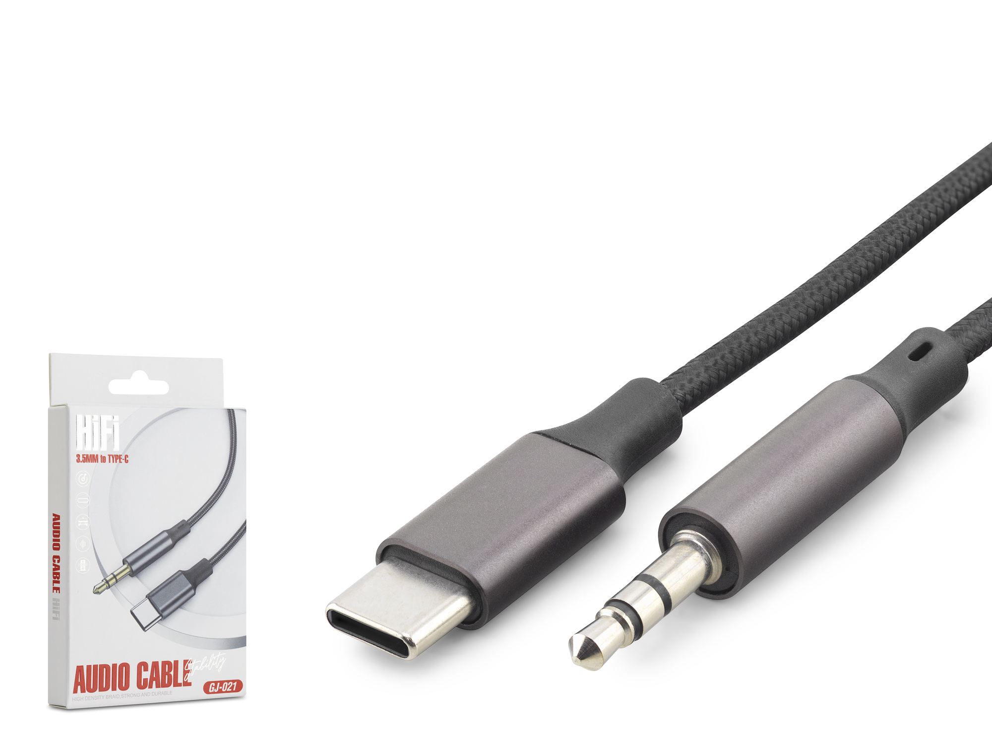 HADRON GJ021 Type-C 3.5 mm Ses Kablosu 1 m Siyah