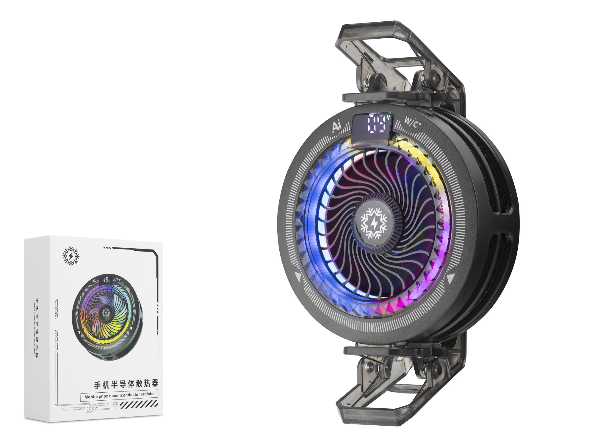 HADRON TH25PRO Telefon Soğutucu Fan RGB Isı Göstergeli Siyah