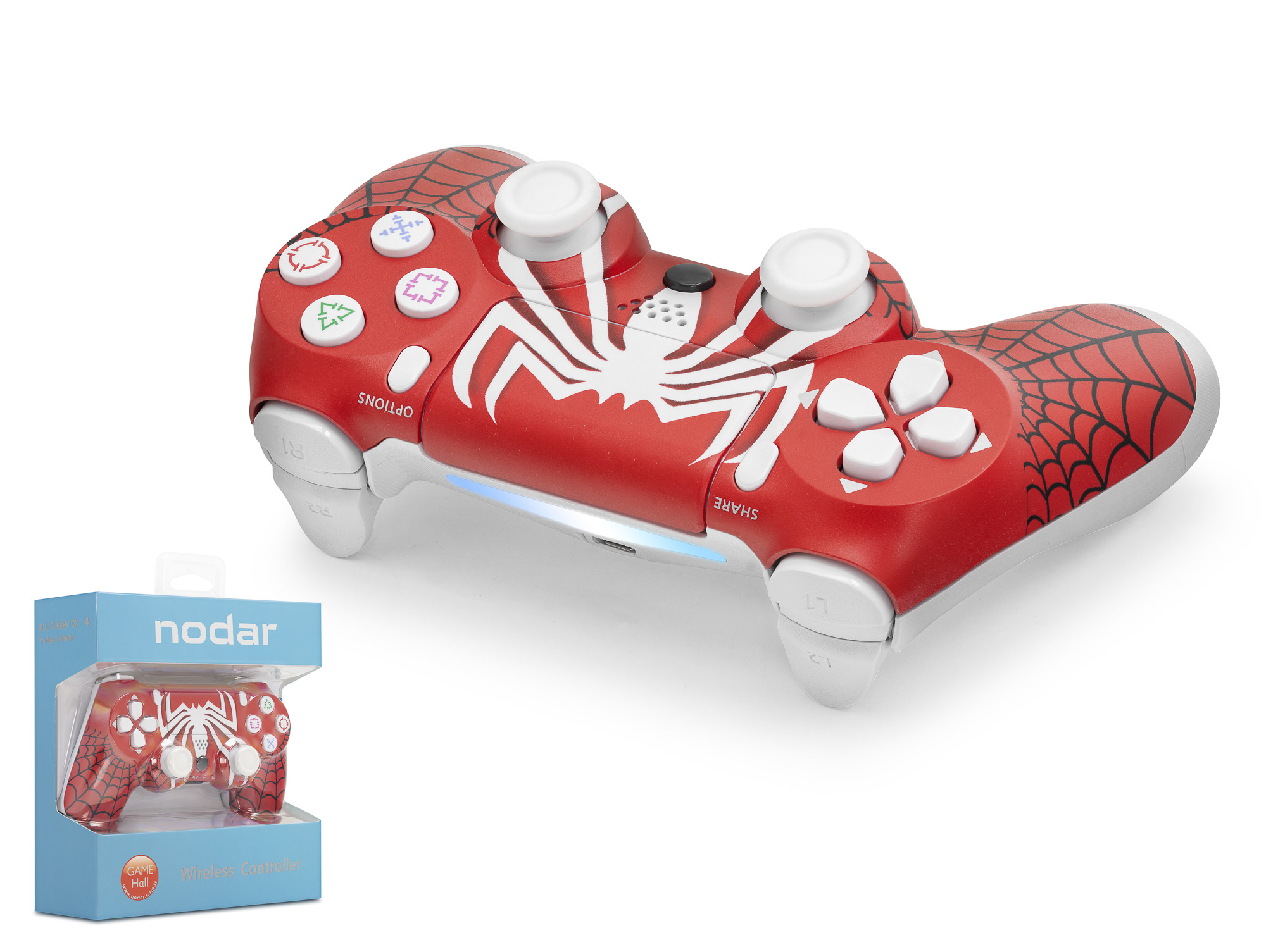 NODAR ND400Z-KH Bluetooth GamePad Oyun Kolu PS4 Uyumlu DoubleShock 4 Kırmızı Beyaz Kutu Hasarlı