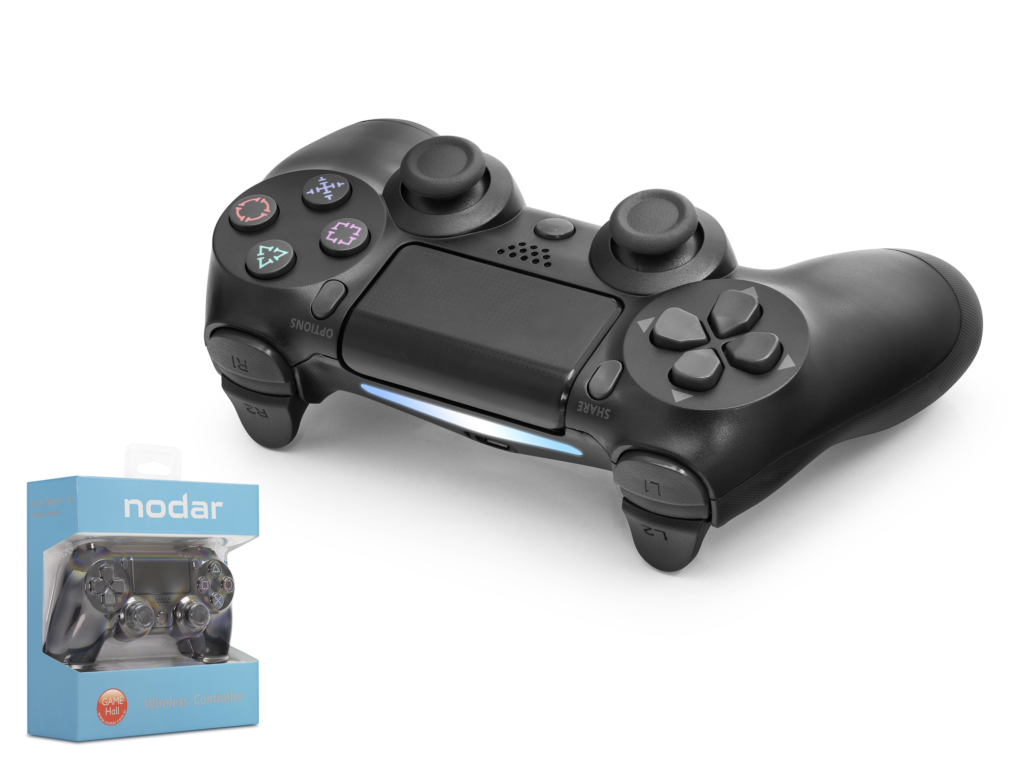 NODAR ND400-KH Bluetooth GamePad Oyun Kolu PS4 Uyumlu DoubleShock 4 Siyah Kutu Hasarlı