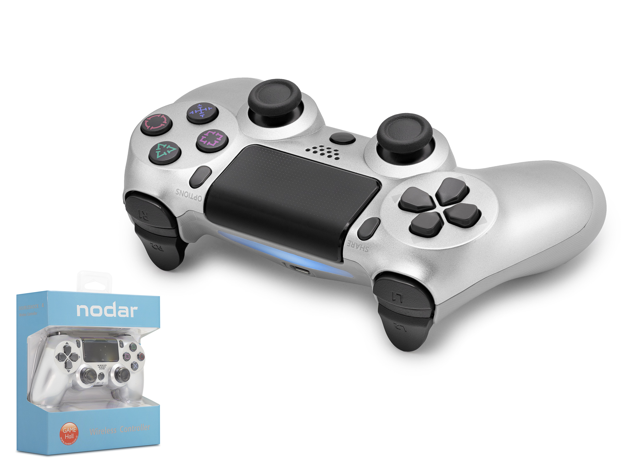 NODAR ND400H-KH Bluetooth GamePad Oyun Kolu PS4 Uyumlu DoubleShock 4 Gri Kutu Hasarlı