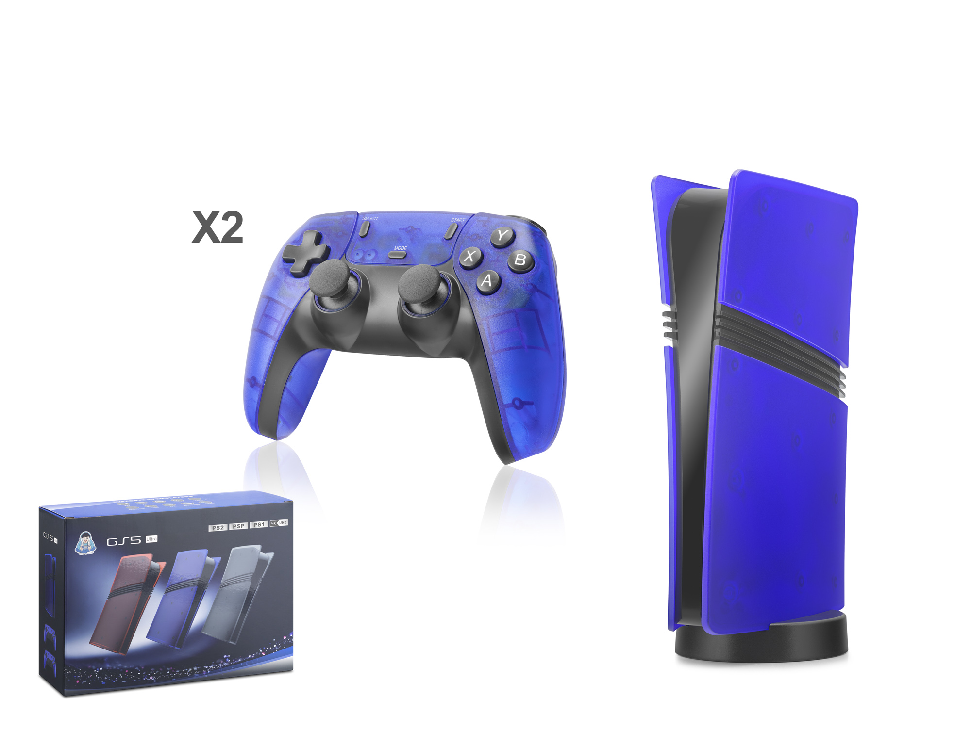 HADRON GS7B ULTRA Retro Oyun Konsolu HDMI Çift GamePad Seti 128 GB Hafıza Kartlı 2.4G Kablosuz Mavi