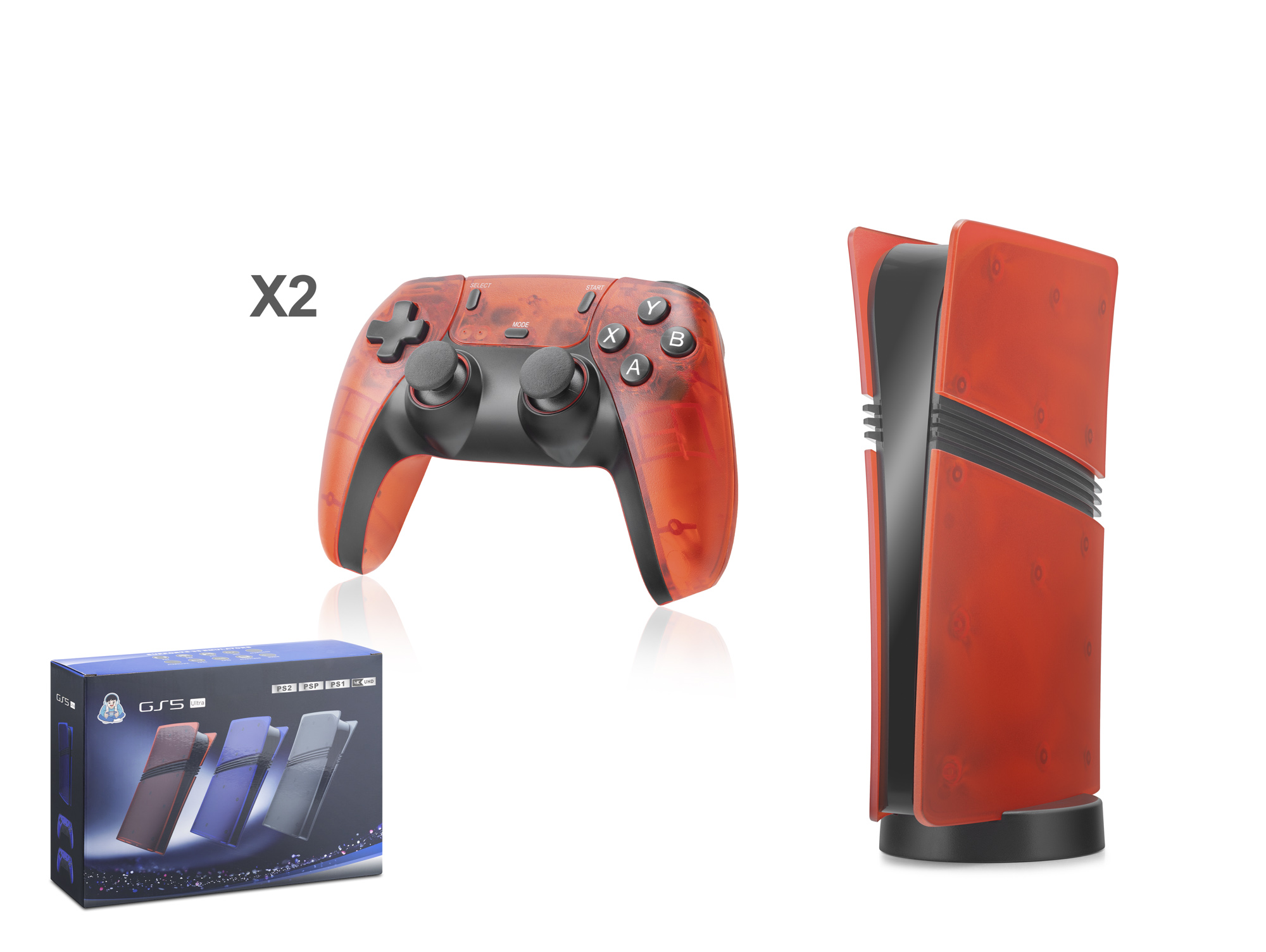 HADRON GS6R ULTRA Retro Oyun Konsolu HDMI Çift GamePad Seti 128 GB Hafıza Kartlı 2.4G Kablosuz Kırmızı