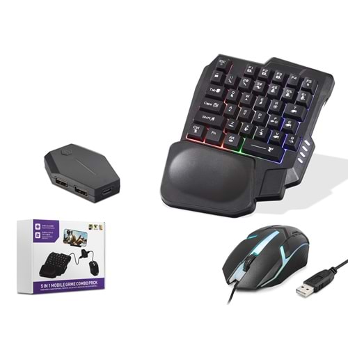HADRON M1 PRO Mobil Oyun Klavye Mouse Dönüştürücü Adaptör Bluetooth 5.0 Type-C Siyah
