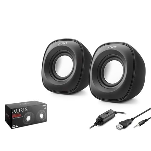AURIS ARS-PCSP20 Masaüstü Hoparlör 2.0 Kanal USB 3.5 mm Siyah