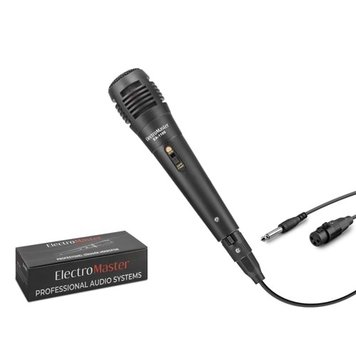 ELECTRO MASTER EA1100 Kablolu Dinamik Vokal Mikrofonu 6.35 mm Jack 5 m Siyah
