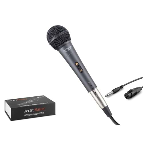 ELECTRO MASTER EA2200H Kablolu Dinamik Vokal Mikrofonu Metal 6.35 mm Jack 5 m Siyah