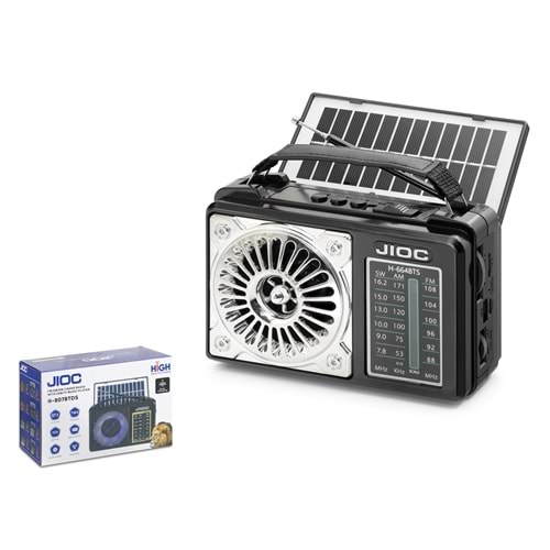 JIOC H664BTS Bluetooth Nostaljik FM Radyo TWS USB TF AUX Solar Şarjlı Taşınabilir Kamp Hoparlör