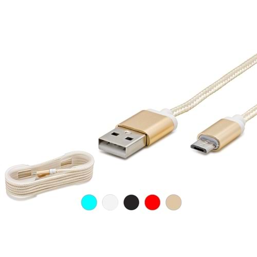 HADRON HD4338 USB Micro to USB Şarj ve Data Kablosu PS4 GamePad Uyumlu Hasır 1.5 m - Çok Renkli