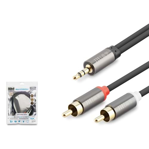 HADRON HDX1067 3.5 mm to 2 RCA Kablo 1.5 m - Siyah