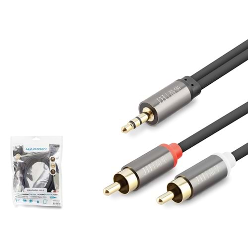 HADRON HDX1068 3.5 mm to 2 RCA Kablo 3 m - Siyah