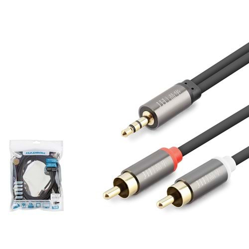 HADRON HDX1069 3.5 mm to 2 RCA Kablo 5 m - Siyah
