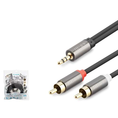 HADRON HDX1070 3.5 mm to 2 RCA Kablo 10 m - Siyah