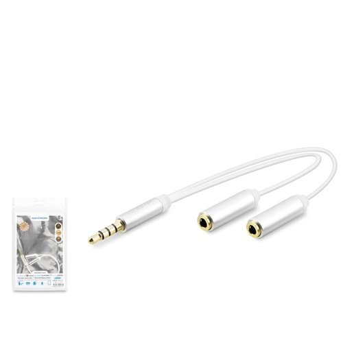 HADRON HDX1072 3.5 mm TRRS Kulaklık ve Mikrofon Splitter Kablosu 23 cm - Gümüş