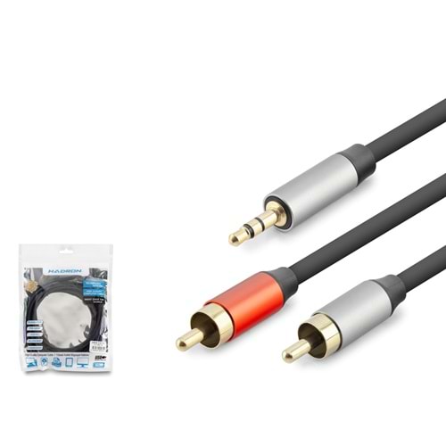 HADRON HDX1074 3.5 mm to 2 RCA Kablo 3 m - Siyah