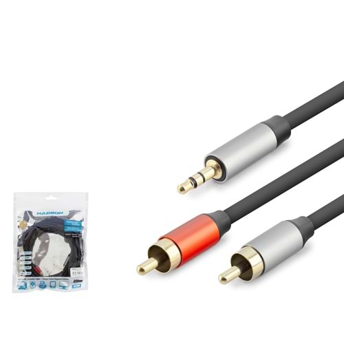 HADRON HDX1075 3.5 mm to 2 RCA Kablo 5 m - Siyah