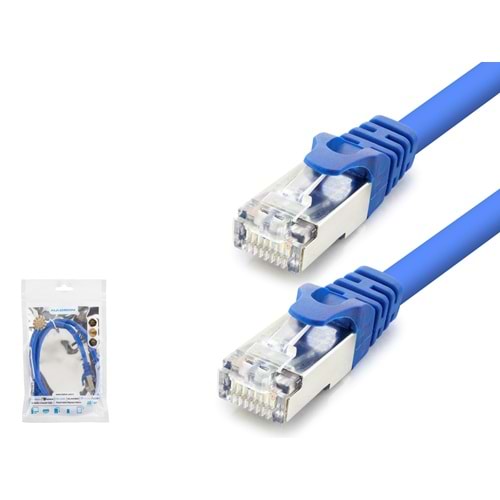 HADRON HDX5098 Cat7 Ethernet Patch Kablosu 10 Gbps 600 MHz 60 cm - Mavi