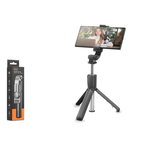 NODAR ND1046 Telefon Tripodu ve Selfie Çubuğu Seti Bluetooth Kumandalı 67 cm - Siyah