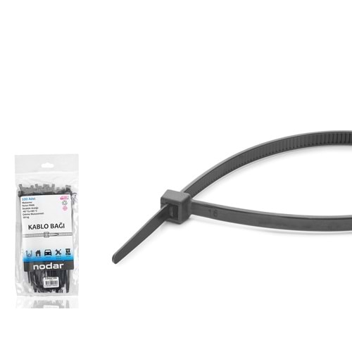 NODAR ND4803S Kablo Bağı 3.6 x 200 mm 100\'lü Paket - Siyah