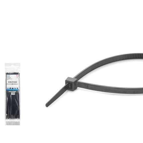 NODAR ND4806S Kablo Bağı 3.6 x 380 mm 100\'lü Paket - Siyah