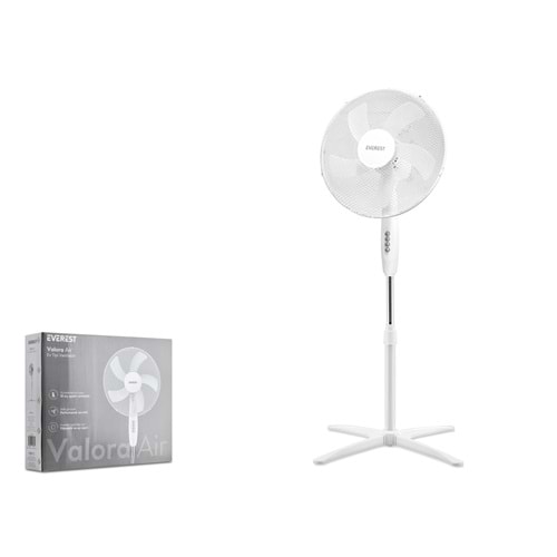 EVEREST FAN10 EcoWind Ev Tipi Metal Vantilatör 16 İnç 45W 1100 RPM 3 Kademeli Beyaz