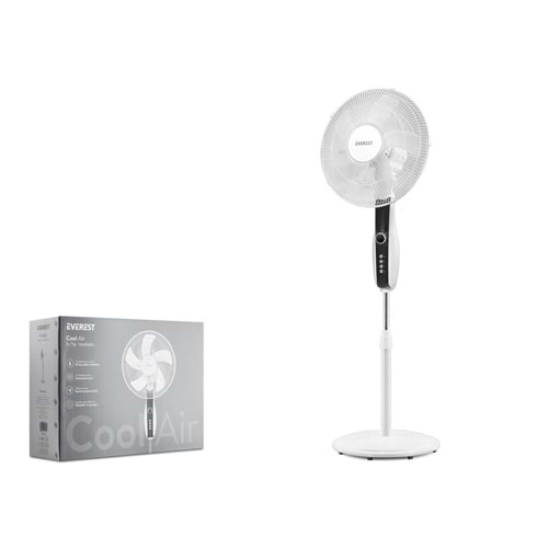 EVEREST FAN11 CoolAir Ev Tipi Vantilatör 50W 1200 RPM 3 Kademeli Zaman Ayarlı Beyaz