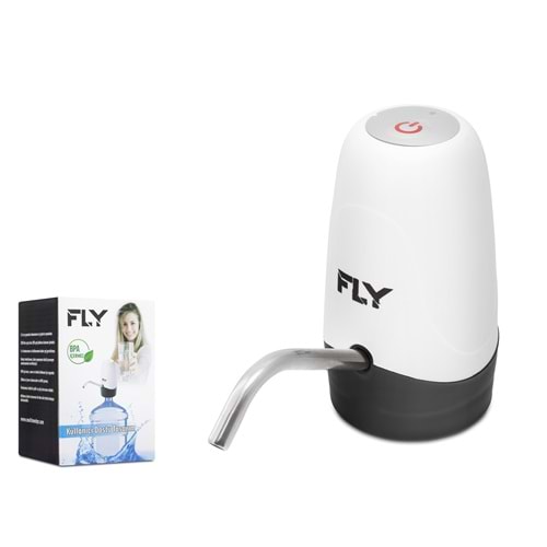 FLY FLYSP USB Şarjlı Pilli Damacana Su Pompası Şarj Lambalı Beyaz