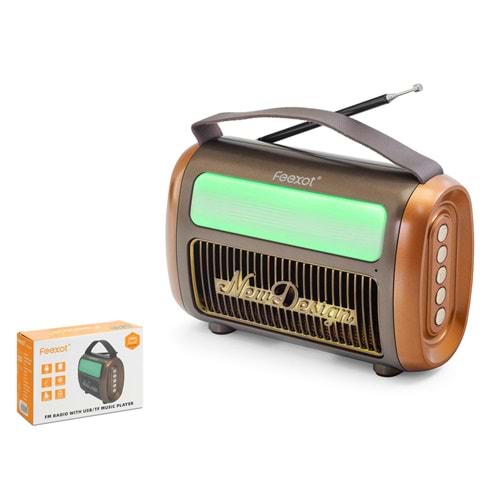 FEEXOT FX2511B Bluetooth Nostaljik FM Radyo USB TF AUX RGB Taşınabilir Hoparlör