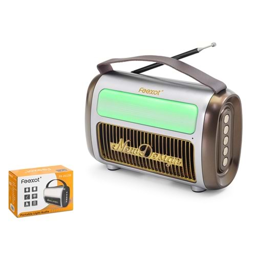 FEEXOT FX2512B Bluetooth Nostaljik FM Radyo USB TF AUX RGB Taşınabilir Hoparlör