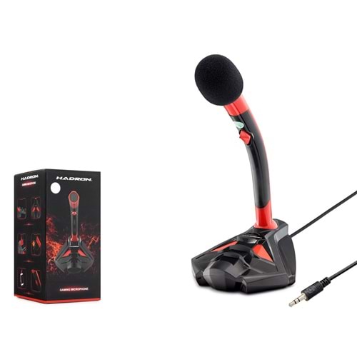 HADRON G101R Gaming Masaüstü Mikrofon 3.5mm Siyah Kırmızı (Kutu Hasarlı)