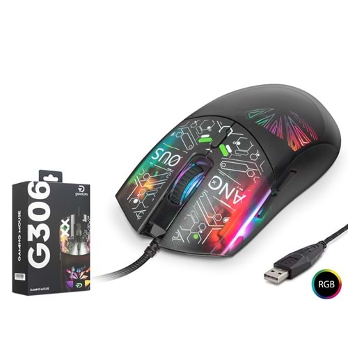 GOOD PRO G306C RGB Gaming Mouse 7200 DPI Soyut Art Desenli Siyah