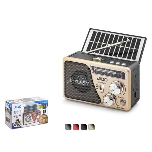 JIOC H531UTS Nostaljik FM Radyo USB TF Solar Şarjlı El Fenerli Kamp Hoparlörü