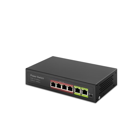 HADRON HD04 PoE Switch 4 Port 10/100 Mbps 2 Uplink Siyah