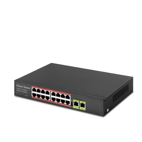 HADRON HD16 Gigabit PoE Switch 16 Port 2 Uplink Siyah