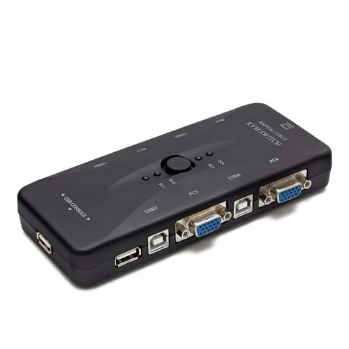 HADRON HD230 VGA USB KVM Switch 4 Port VGA 4 Port USB - Siyah