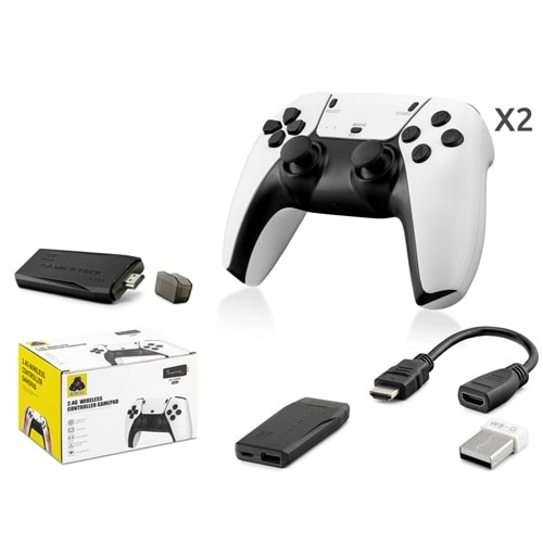 HADRON HD331 Retro Oyun Stick HDMI Çift GamePad Seti 2.4G Kablosuz 64GB Beyaz