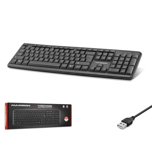 HADRON HD866R Standart Klavye Siyah (Kutu Hasarlı)