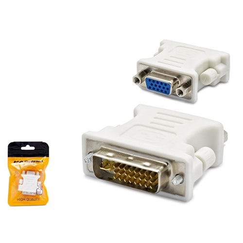 HADRON HDX1261 DVI-I 24+5 to VGA Dişi Görüntü Dönüştürücü - Beyaz